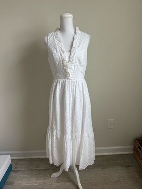 Lilly Pulitzer White Eyelet Ruffle V-Neck Maxi Dress
